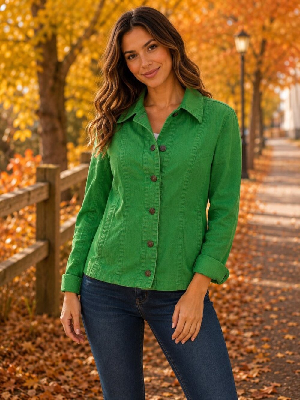 Green Snap Button Jacket - Picture 1 of 2